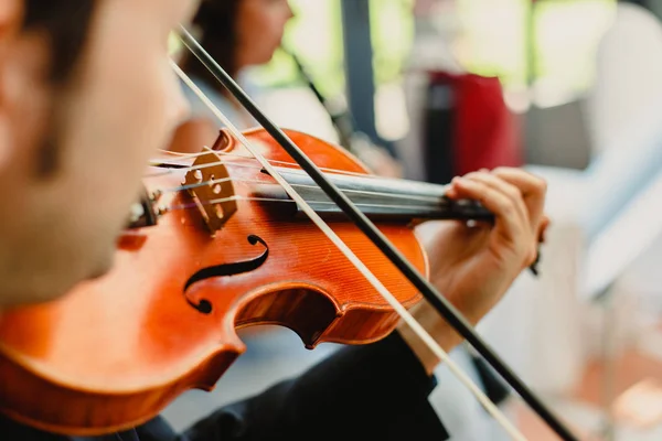 バイオリンで曲を演奏するヴァイオリニストの背中｜unf — ストック写真