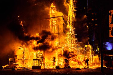 Valencia, İspanya - 19 Mart 2019: Valensiya festiviti sonu