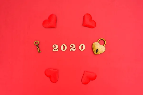 Background to decorate Valentine\'s Day 2020 with hearts and padl