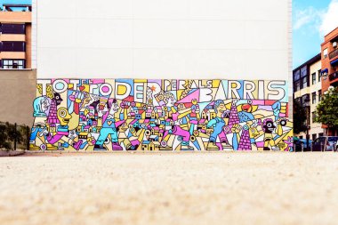 Valencia, İspanya - 25 Aralık 2019 Pat Sokak Sanat Duvarı