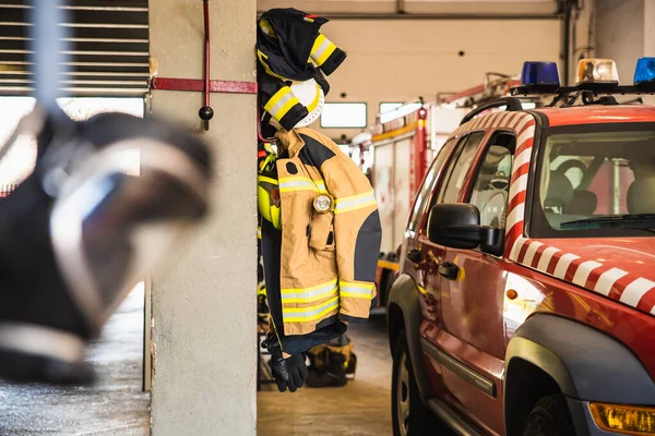 Detalj Brandmän Arbetsmaterial Redo För Nödsituation — Stockfoto