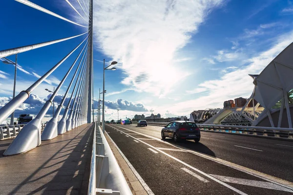 Валенсия Испания Марта 2020 Деталь Самого Высокого Канатного Моста Валенсии — стоковое фото