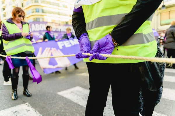 Valencia Spanien Mars 2020 Kvinnodemonstranter Internationella Kvinnodagen Och Protesterade Mot — Stockfoto