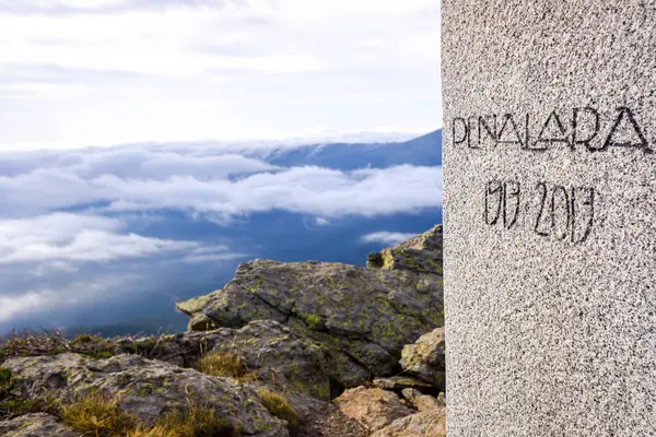 Sommet Montagne Penalara Madrid Une Journée Froide Nuages — Photo