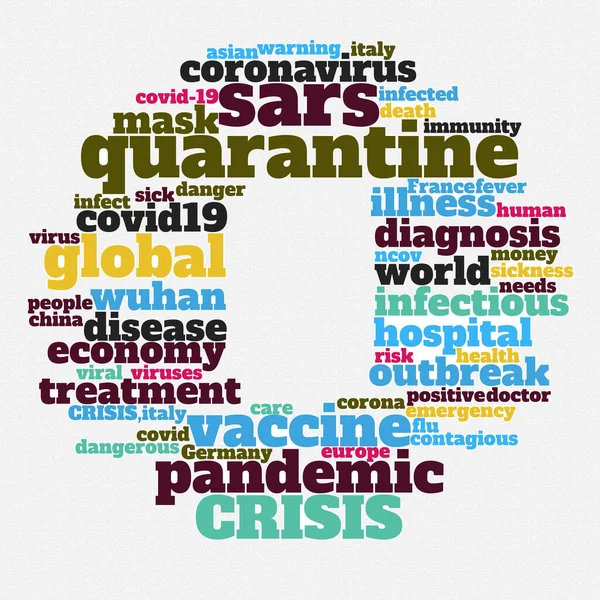 世界的なパンデミックに影響を与えるCovid 19疾患について雲の中のタグと言葉 — ストック写真