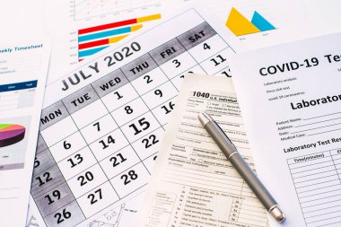 Covid19 disease extends the tax payment period until July 15, 2020 in america. clipart
