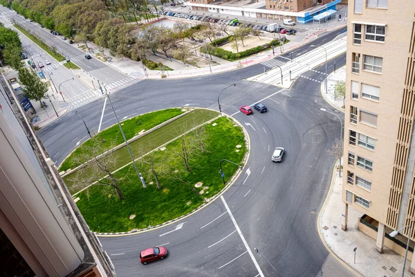 Valência Espanha Abril 2020 Vista Superior Das Ruas Movimentadas Uma — Fotografia de Stock