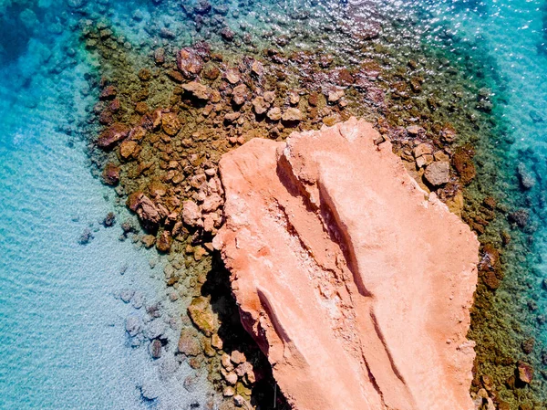 Transparentes Wasser Mittelmeerküste Mit Felsigem Bett Luftaufnahme — Stockfoto