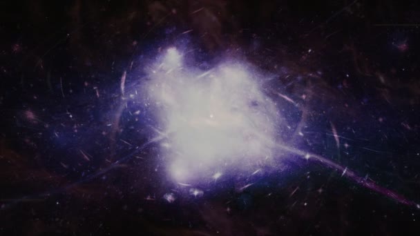 Digital Composition Galaxy Nebulae Rotating Themselves Shooting Stars Crossing Sky — Stock Video