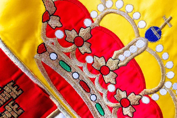 Close Crown Spanish Flag Macro Royal Design Detail — Stock Photo, Image