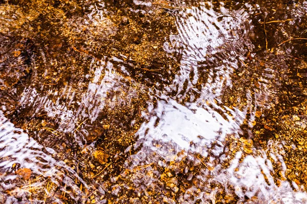 Natürlicher Realer Hintergrund Einer Pfütze Eines Baches Die Wassertropfen Fallen — Stockfoto