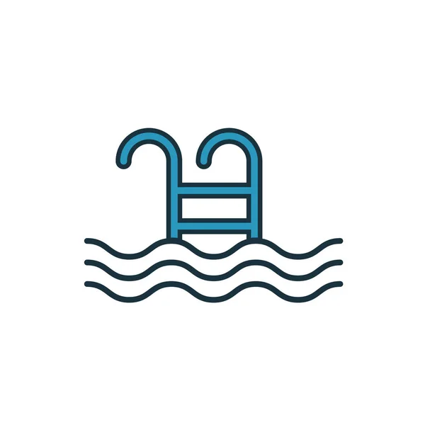 Havuz ikonu. Emlak simgeleri koleksiyonundan basit bir element. Yaratıcı Havuz simgesi ui, ux, app, yazılım ve bilgi grafikleri — Stok Vektör