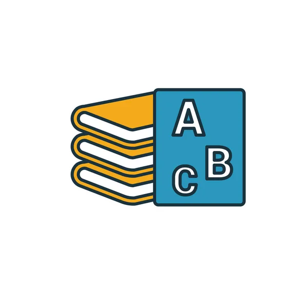 Ikona učebnic. Jednoduchý prvek ze sbírky školních ikon. Ikona kreativních učebnic ui, ux, aplikace, software a infografiky — Stockový vektor