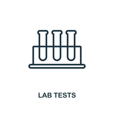 Laboratuvar Test simgesi taslak biçimi. Logo, grafik tasarımı ve daha fazlası için ince çizgi yaratıcı laboratuvar testleri simgesi