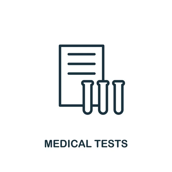 Médico Testes ícone estilo esboço. Ícone de testes médicos criativos de linha fina para logotipo, design gráfico e muito mais — Vetor de Stock