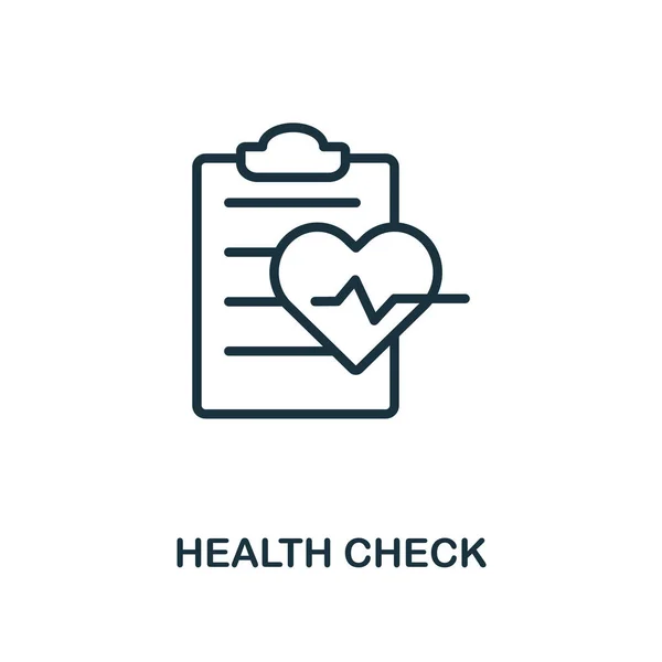 Estilo de contorno de ícone de verificação de saúde. Linha fina criativo Health Check ícone para logotipo, design gráfico e muito mais —  Vetores de Stock