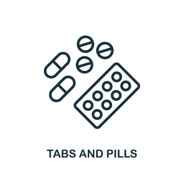 Tabs e comprimidos ícone estilo esboço. Linha fina criativo Tabs e pílulas ícone para logotipo, design gráfico e muito mais —  Vetores de Stock