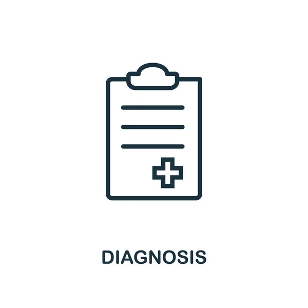 Stile di contorno dell'icona di diagnosi. Icona di diagnosi creativa della linea sottile per logo, progettazione grafica e più — Vettoriale Stock