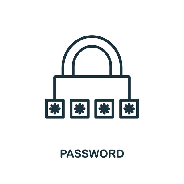 Password icona stile contorno. Linea sottile creativa Icona password per logo, grafica e altro ancora — Vettoriale Stock