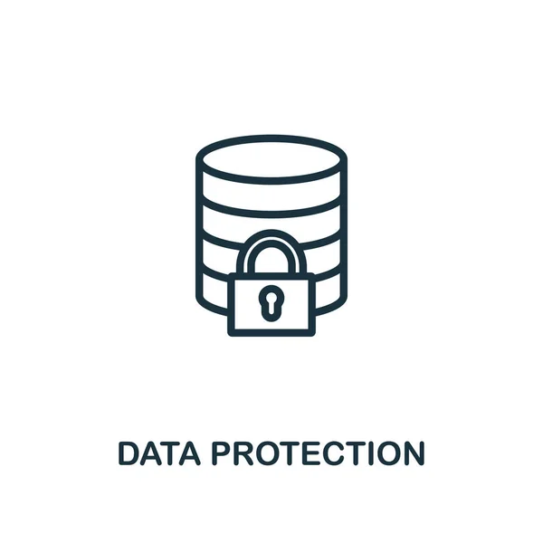 Icono de protección de datos estilo de contorno. Icono de protección de datos creativo de línea delgada para logotipo, diseño gráfico y más — Vector de stock
