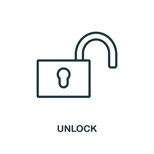 Unlock icon outline style. Thin line creative Unlock icon for logo, graphic design and more — ストックベクタ