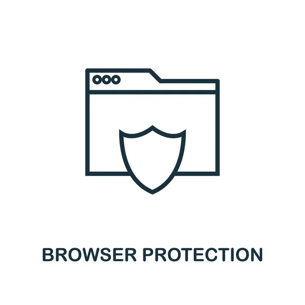 Browser Bescherming pictogram overzicht stijl. Dunne lijn creatieve Browser Protection icoon voor logo, grafisch ontwerp en meer — Stockvector