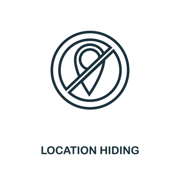 Стиль Location Hiding icon outline. Тонкая линия творческого местонахождения Скрытие значка для логотипа, графического дизайна и многое другое — стоковый вектор