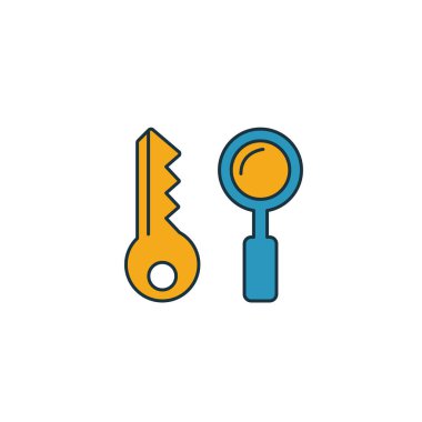 Anahtar Arama simgesi. Web geliştirme simgeleri koleksiyonundan basit bir öge. Yaratıcı Anahtar Arama simgesi ui, ux, uygulamalar, yazılım ve bilgi grafikleri