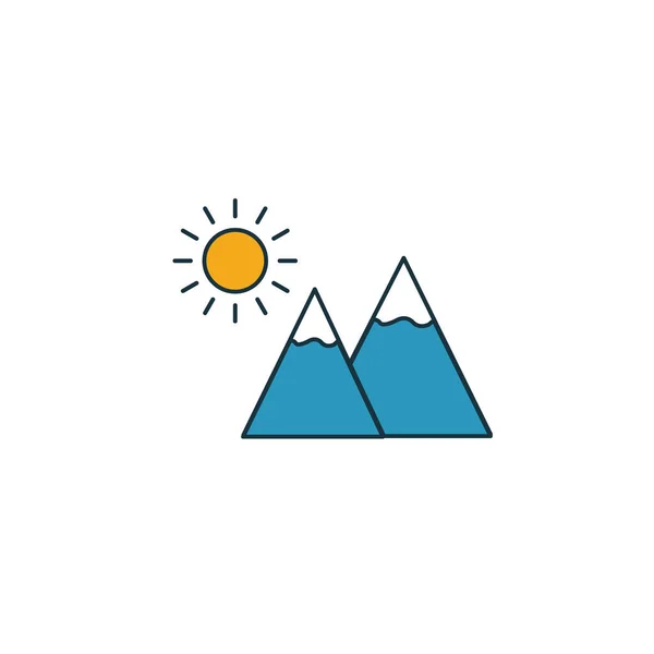 Zon en bergen icoon. Eenvoudig element uit de reisiconen collectie. Creatieve zon en bergen icoon ui, ux, apps, software en infographics — Stockvector