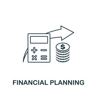 Mali Planlama ikonu taslak biçimi. Logo, grafik tasarım ve daha fazlası için ince çizgi yaratıcı Finansal Planlama simgesi