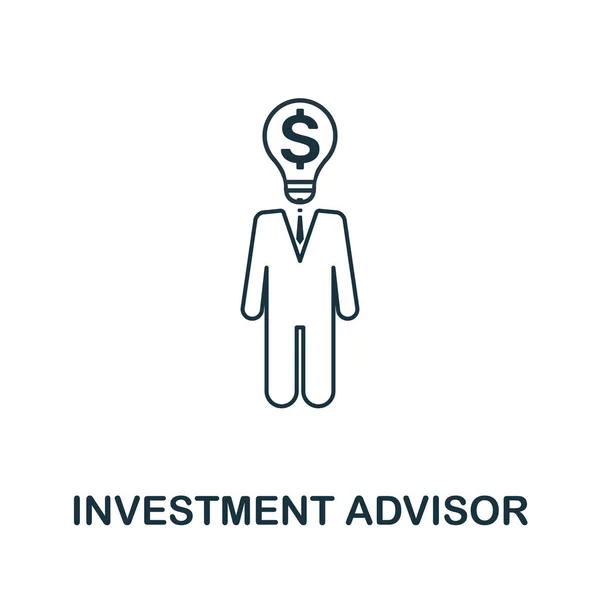 Stile di contorno icona Investment Advisor. Linea sottile creativa Icona Investment Advisor per logo, grafica e altro ancora — Vettoriale Stock