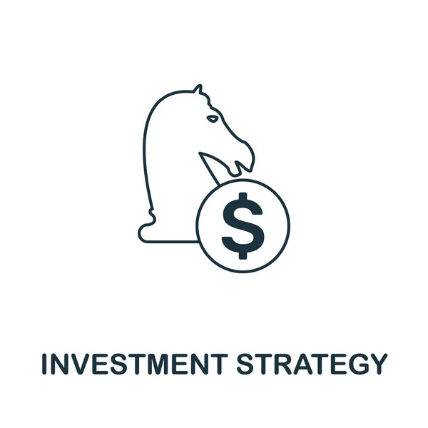 Styl osnovy ikon investiční strategie. Tenká linie kreativní Investiční strategie ikona pro logo, grafický design a další — Stockový vektor