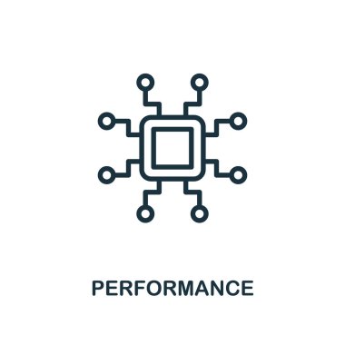 Performans simgesi taslak biçimi. Logo, grafik tasarımı ve daha fazlası için ince çizgi yaratıcı performans simgesi