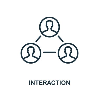Etkileşim simgesi taslak biçimi. Logo, grafik tasarımı ve daha fazlası için ince çizgi yaratıcı etkileşim simgesi