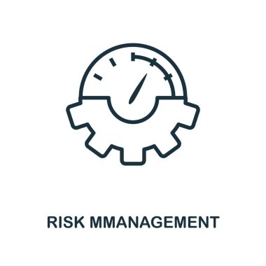 Risk Yönetimi simgesi ana hatları biçimi. Logo, grafik tasarımı ve daha fazlası için ince çizgi yaratıcı Risk Yönetimi simgesi