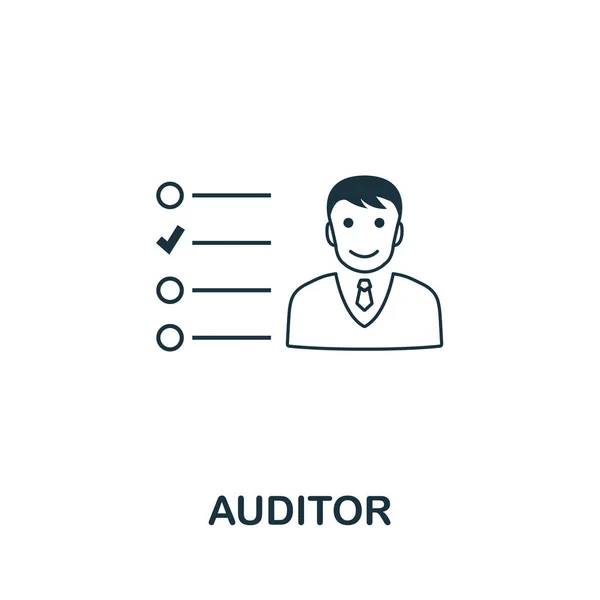Styl osnovy ikon auditora. Tenká linie kreativní ikonka Auditor pro logo, grafický design a další — Stockový vektor