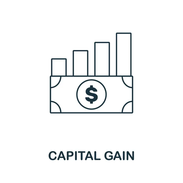 Capitale Guadagno icona stile contorno. Linea sottile creativa Capital Gain icona per logo, grafica e altro ancora — Vettoriale Stock