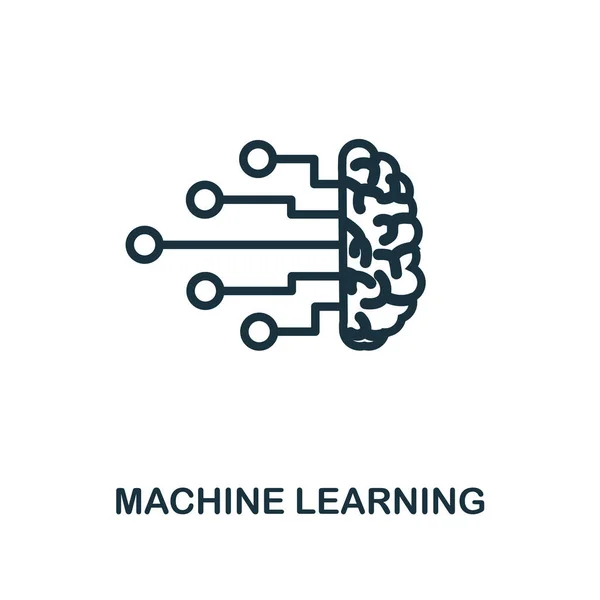 Style de contour icône d'apprentissage automatique. Icône de Machine Learning créative pour logo, graphisme et plus — Image vectorielle
