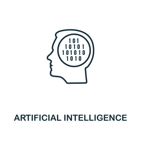 Intelligenza artificiale icona stile contorno. Linea sottile creativa Icona di intelligenza artificiale per logo, grafica e altro ancora — Vettoriale Stock