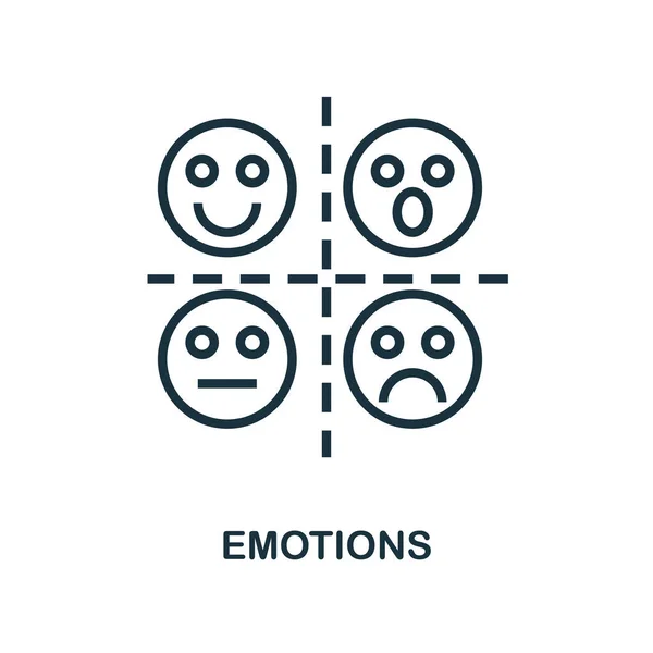 Emociones icono contorno de estilo. Icono de Emociones creativas de línea delgada para logo, diseño gráfico y más — Archivo Imágenes Vectoriales