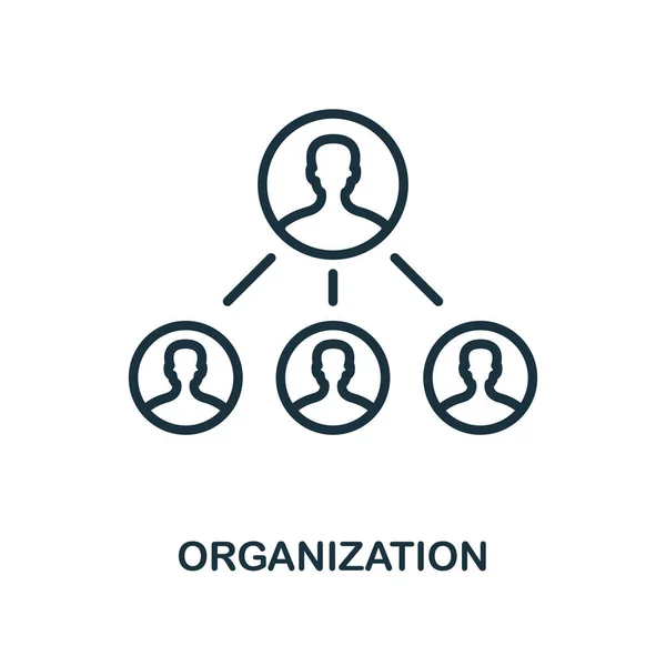 Стиль контура иконки организации. Тонкая линия креативной организации значок для логотипа, графического дизайна и многое другое — стоковый вектор