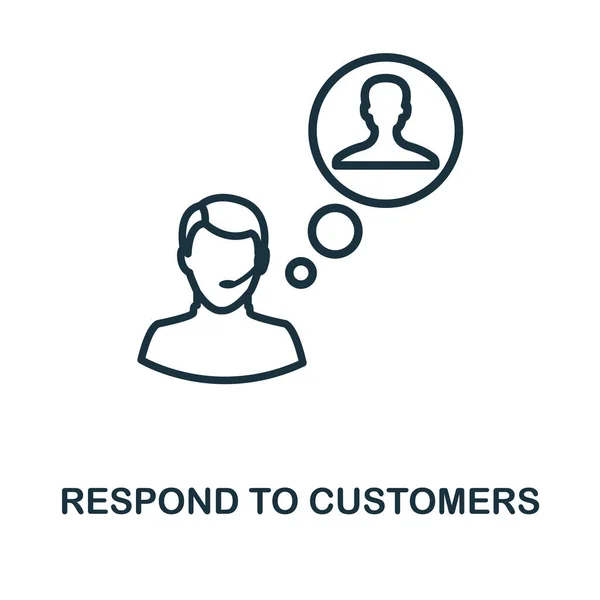 Responder a los clientes icono de estilo de contorno. Línea delgada creativa Responder a los clientes icono de logotipo, diseño gráfico y más — Vector de stock