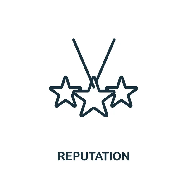 Icono de reputación estilo de contorno. Icono de reputación creativa de línea delgada para logotipo, diseño gráfico y más — Vector de stock