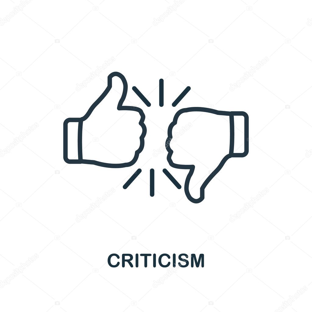 Criticism icon outline style. Thin line creative Criticism icon for logo, graphic design and more.