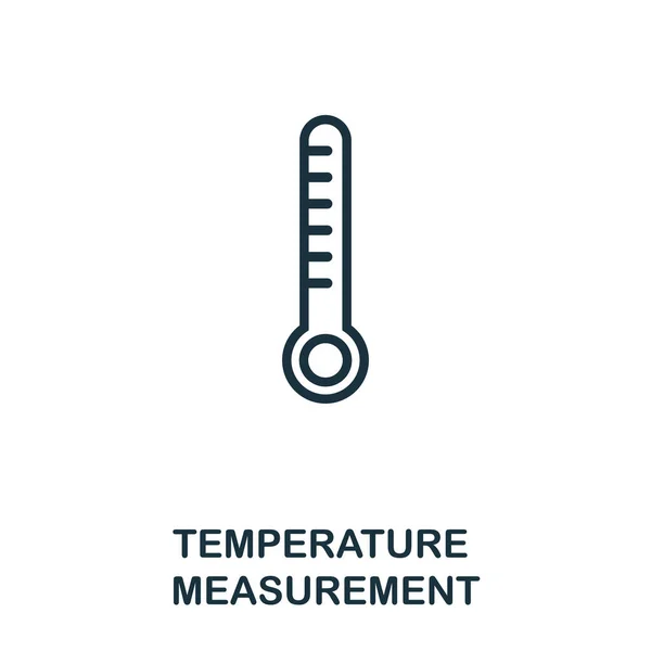 Estilo de contorno de icono de medición de temperatura. Icono de medición de temperatura creativo de línea delgada para logotipo, diseño gráfico y más — Vector de stock