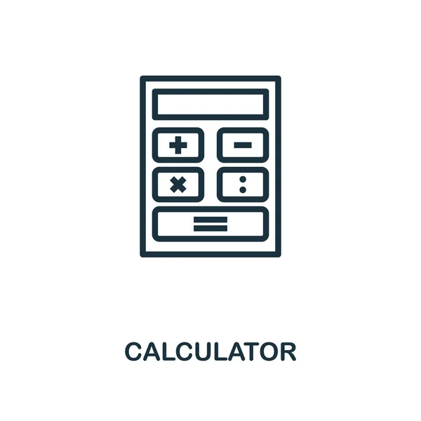 Calculator pictogram omtrek stijl. Dunne lijn creatieve Calculator icoon voor logo, grafisch ontwerp en meer — Stockvector
