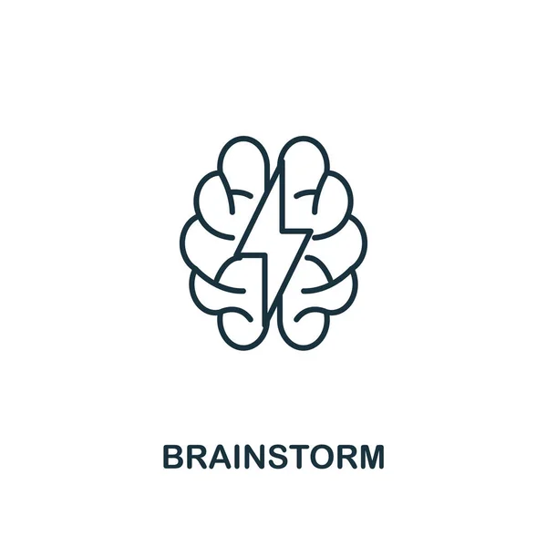 Стиль контура иконки мозгового штурма. Тонкая линия творческого мозгового штурма иконка для логотипа, графического дизайна и многое другое — стоковый вектор