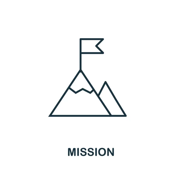 Mission Icon Outline Stil. Thin Line Creative Mission Icon für Logo, Grafikdesign und mehr — Stockvektor