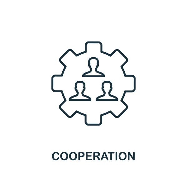 Samenwerking pictogram schetsen stijl. Dunne lijn creatieve samenwerking icoon voor logo, grafisch ontwerp en meer — Stockvector