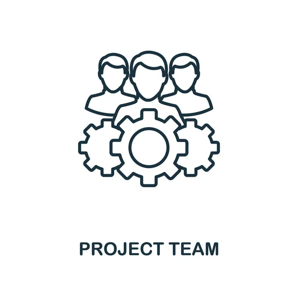 プロジェクトチームアイコンアウトラインスタイル。ロゴ、グラフィックデザインなどのための細い線の創造的なプロジェクトチームアイコン — ストックベクタ